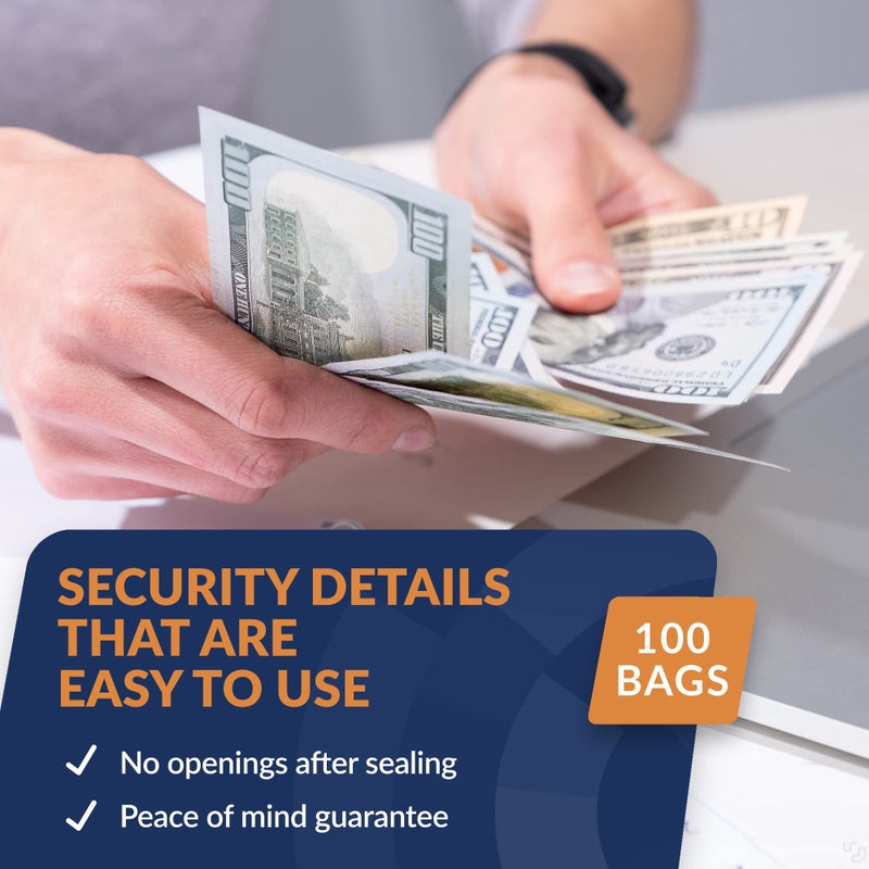 ControlTek SafeLok 12" x 16", Clear, 100 Bags, Tamper-Evident Deposit Bags for Cash Handling & Valuables, Moisture, Heat and Cold Sensitive Ink, Tear-off receipt + Large Barcodes 585093 - Image 4